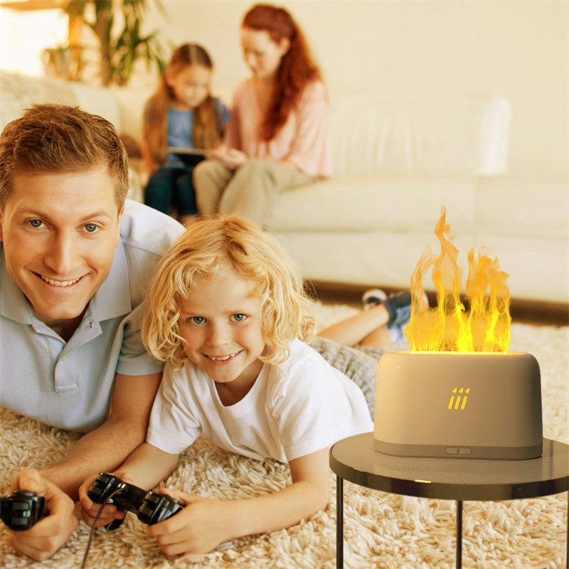 Diffusore di aromi a fiamma, umidificatore d'aria, nebulizzatore a ultrasuoni, lampada a fiamma con olio essenziale a LED